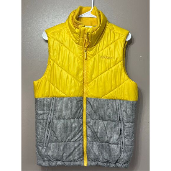 NWOT Adidas Neo Sports Padded Yellow & Gray Puffer Vest Women's Small - Picture 2 of 11